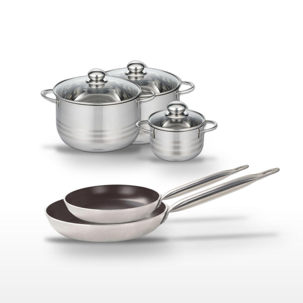 ELO Lot de 2 Poêles 28/32cm et 3 Faitouts 14/20/24cm Elo Bistro Line