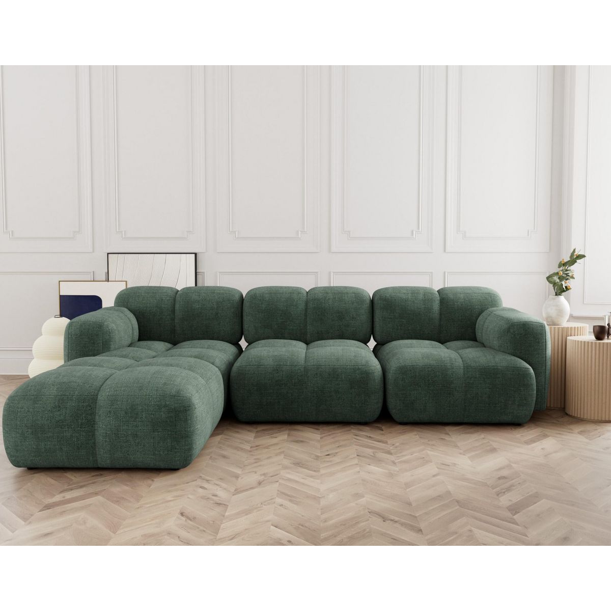 LISA DESIGN Grace - canapé modulable d'angle réversible 4 places en velours texturé