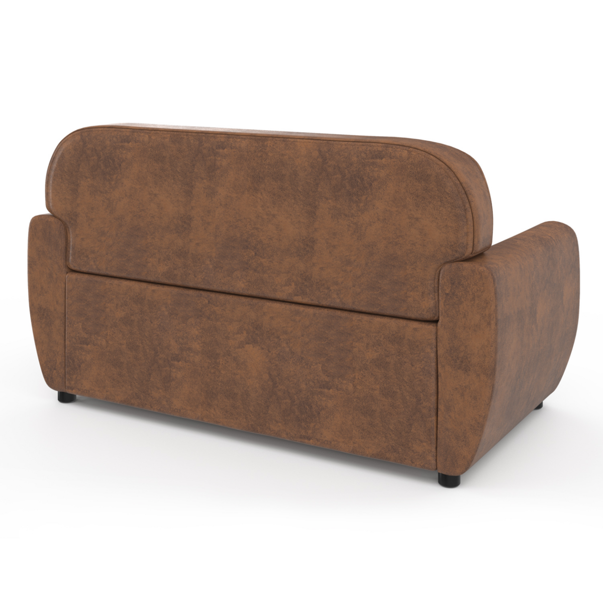 ID MARKET Canapé droit 2 places CLUB vintage GASTON marron foncé effet vieilli