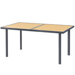 OUTSUNNY Table de jardin 6 personnes rectangulaire dim. 150 x 90 x 72 cm métal gris plateau effet bois naturel