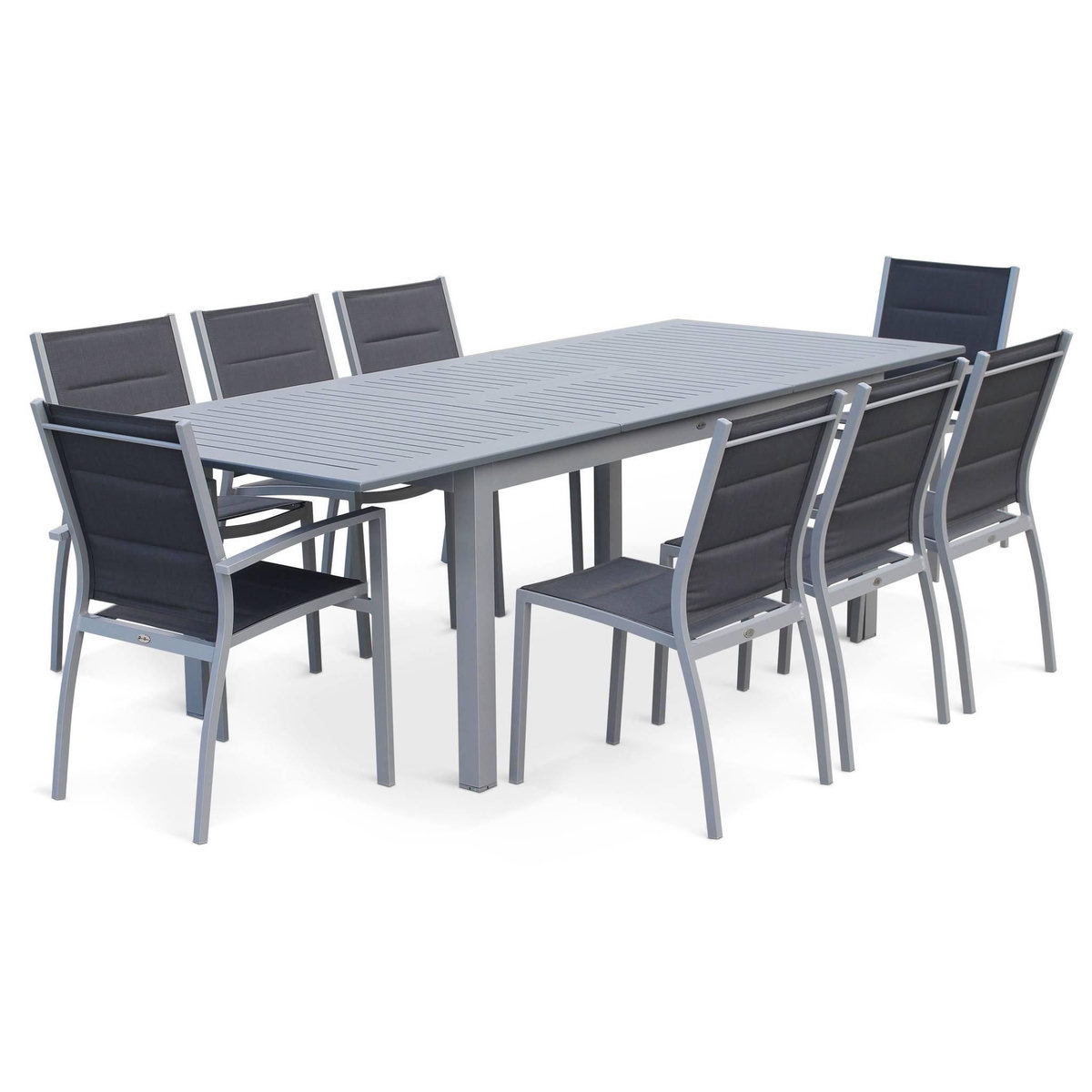 SWEEEK Table extensible - Chicago Anthracite - Table en aluminium 175/245cm avec rallonge. 8 places