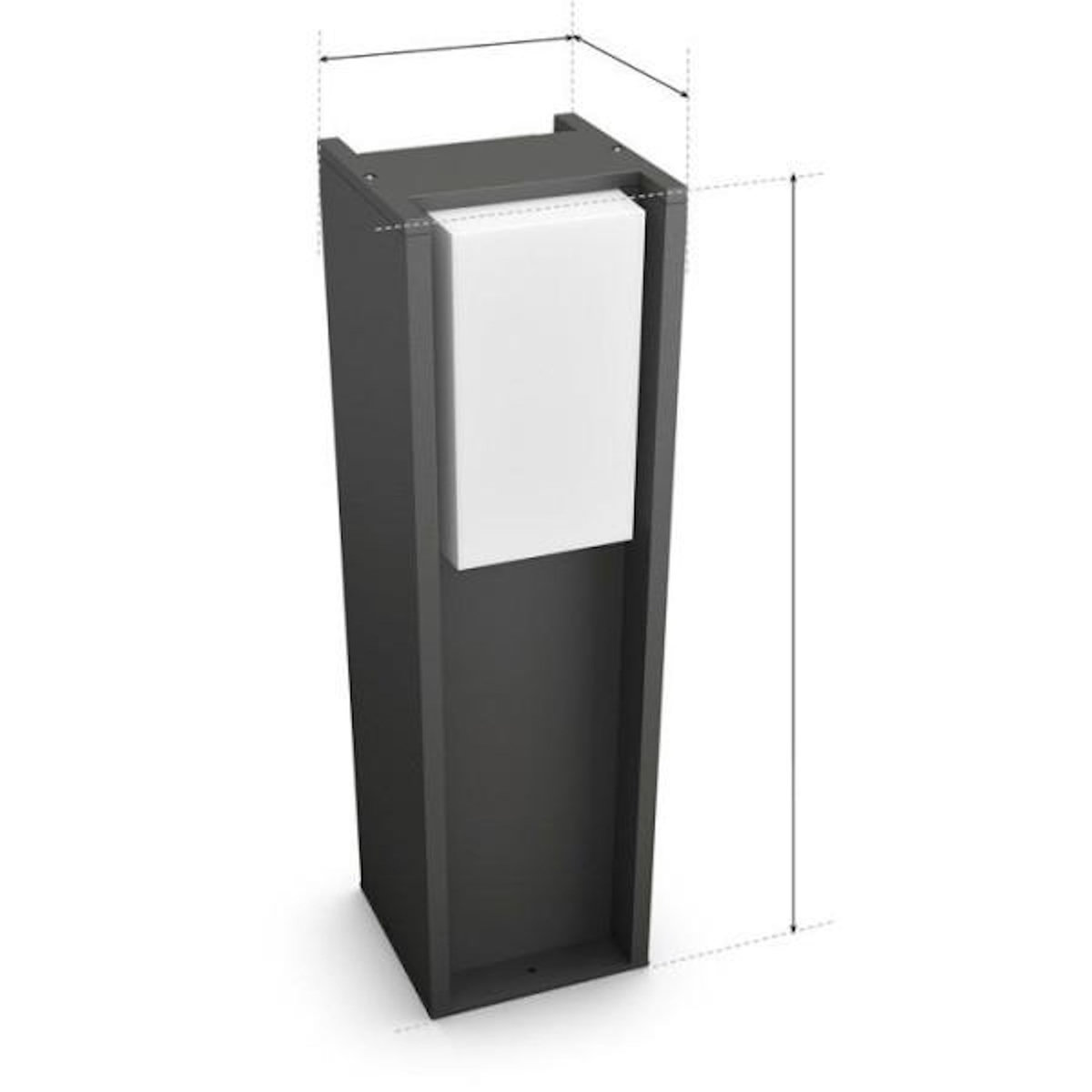 PHILIPS HUE Borne lumineuse basse - PHILIPS HUE - Turaco - Gris anthracite - IP44 - Lumiere blanche et colorée - 1100 lumens