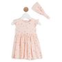 Voir la diapositive 1 : IN EXTENSO Ensemble de naissance robe + bandana bébé fille