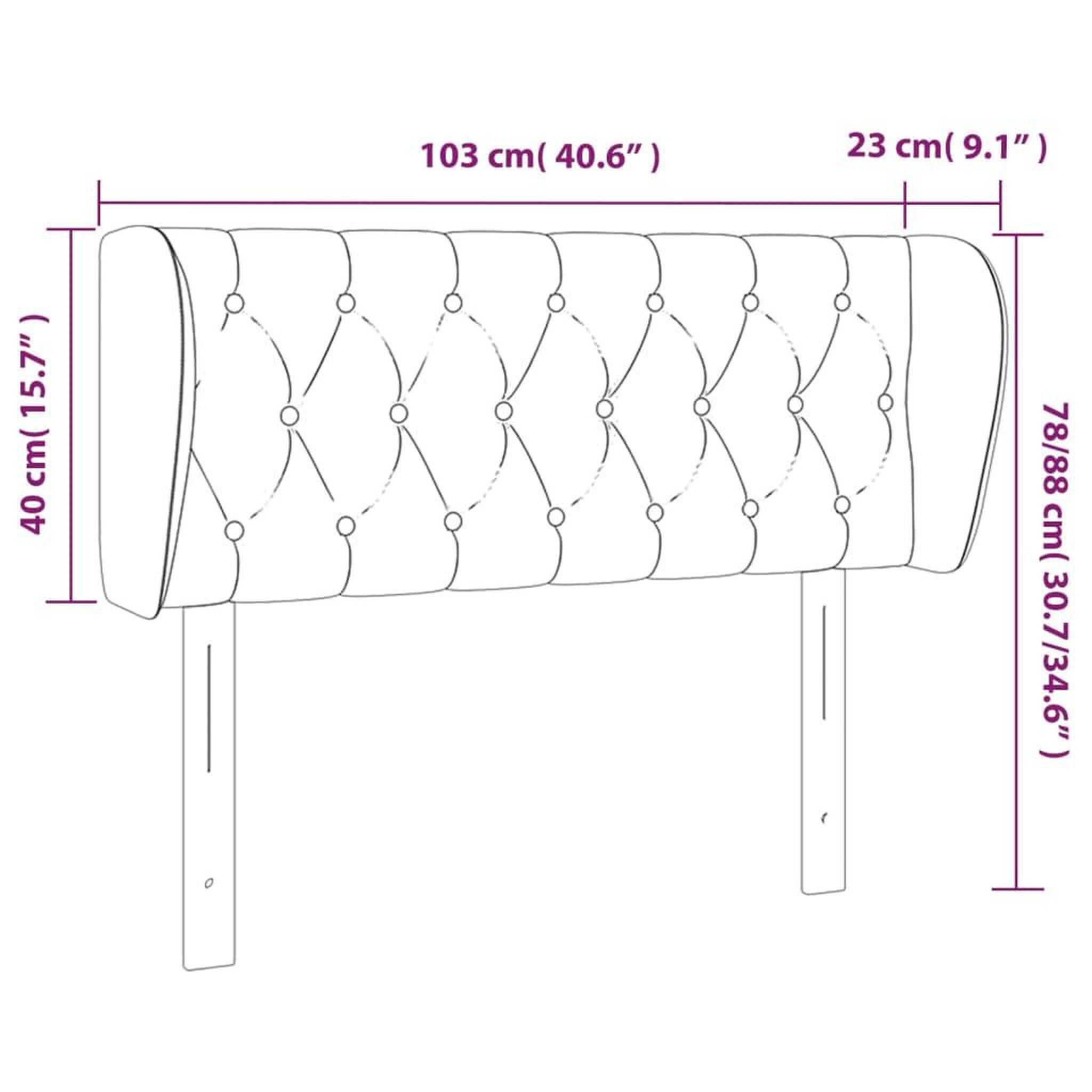 Voir la diapositive 6 : VIDAXL Tete de lit avec oreilles Noir 103x23x78/88 cm Velours