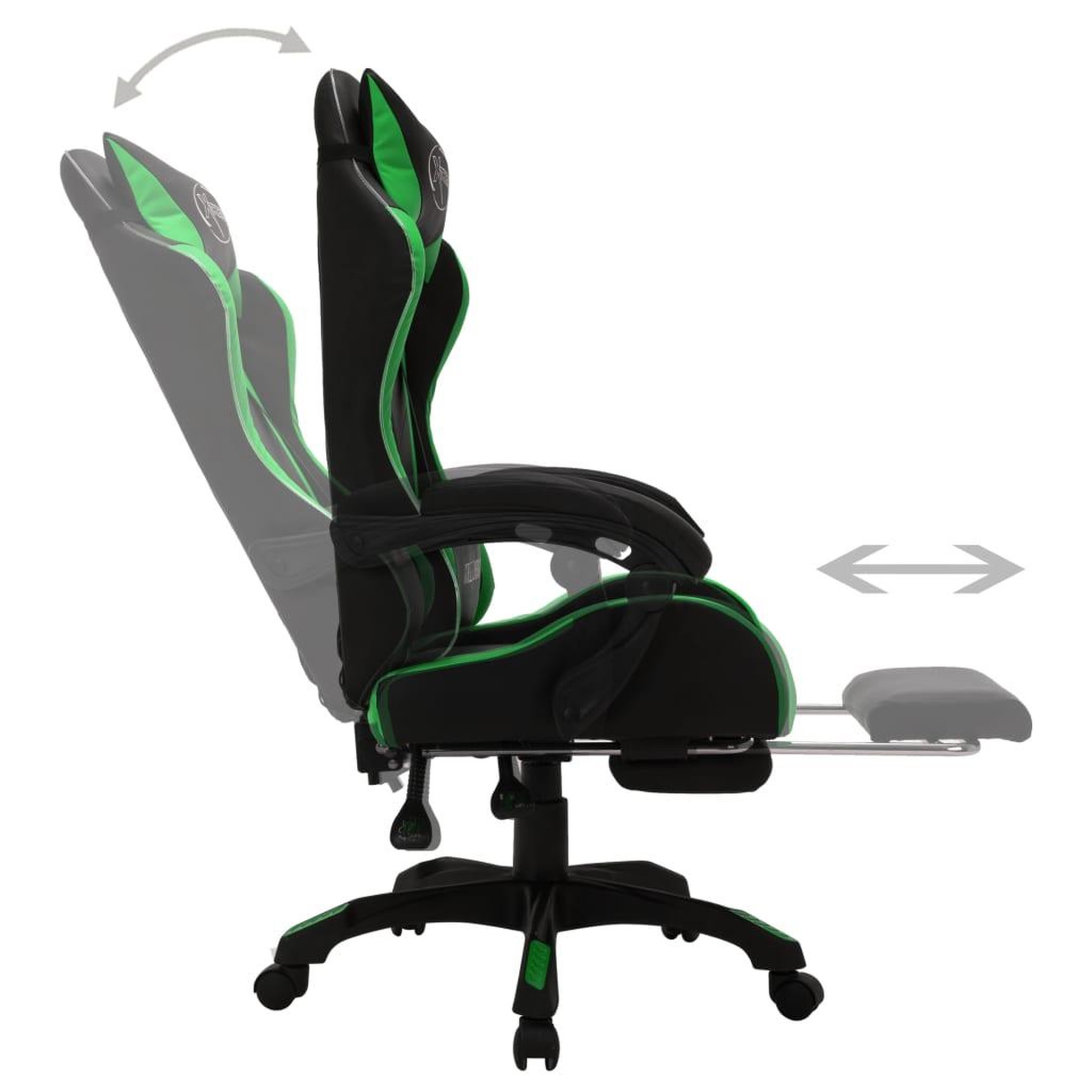 Voir la diapositive 5 : VIDAXL Fauteuil de jeux video avec LED RVB Vert et noir Similicuir