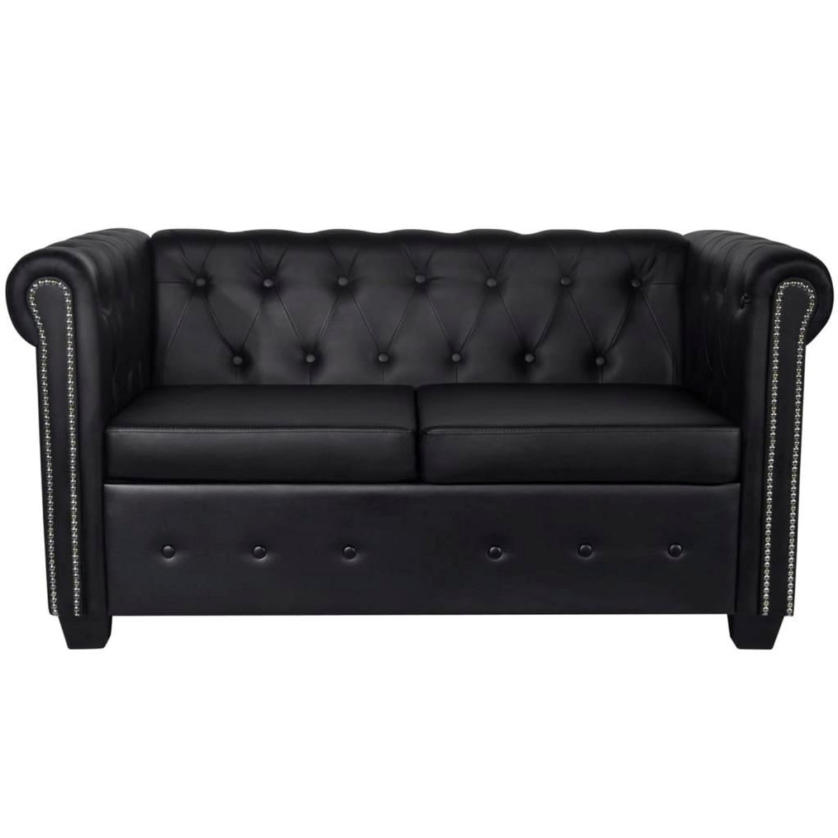 VIDAXL Canape Chesterfield a 2 places cuir synthetique noir