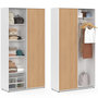 Voir la diapositive 3 : ID MARKET Armoire 2 portes coulissantes SLIDEA blanc et bois penderie 100 cm avec étagères rangement maxi capacité