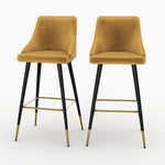 Rendez vous déco Lot de 2 chaises de bar en velours jaune curry 78 cm-Aristote