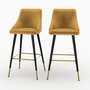 Voir la diapositive 1 : Rendez vous déco Lot de 2 chaises de bar en velours jaune curry 78 cm-Aristote
