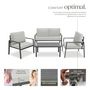 Voir la diapositive 3 : tectake Salon de jardin avec cadre en aluminium, pour 4 personnes gris clair