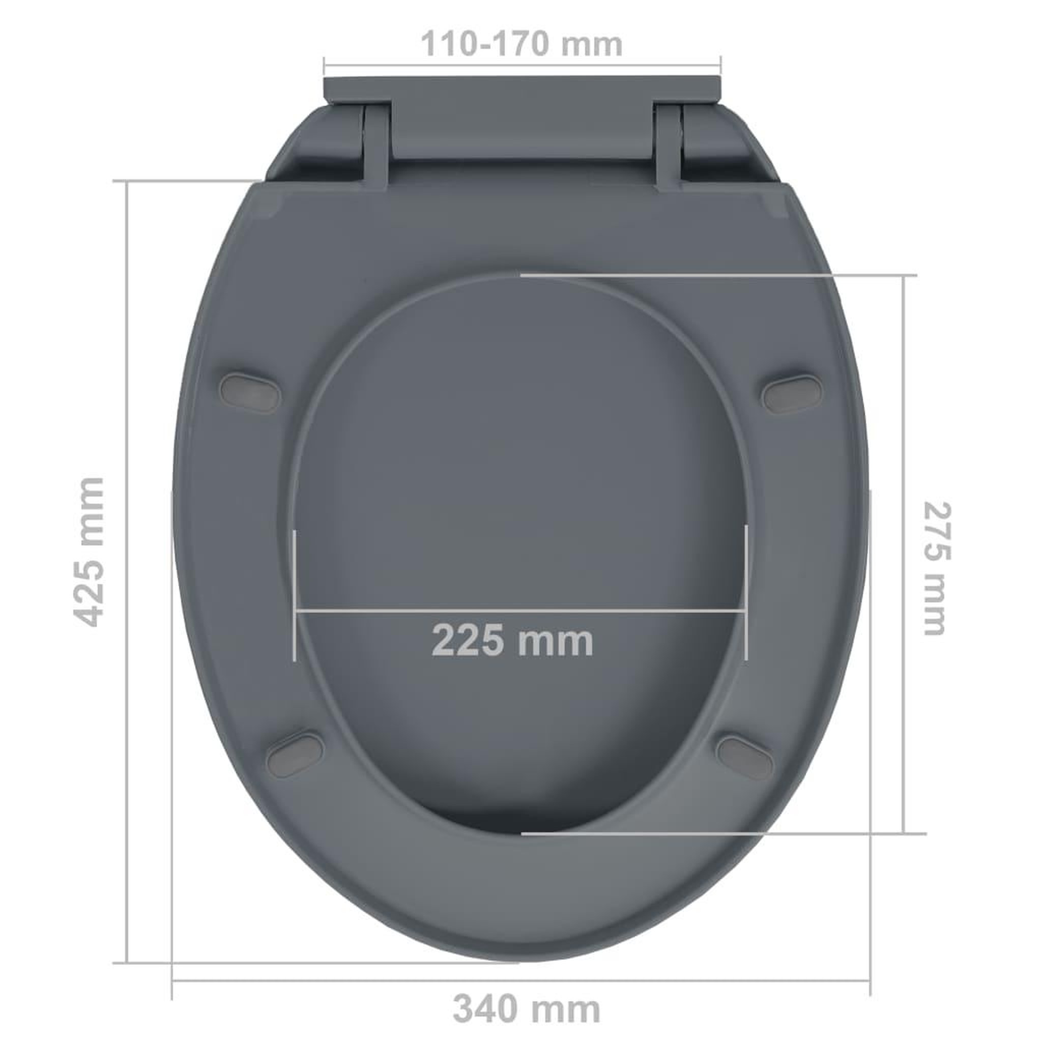 Voir la diapositive 6 : VIDAXL Siege de toilette a fermeture en douceur Gris Ovale