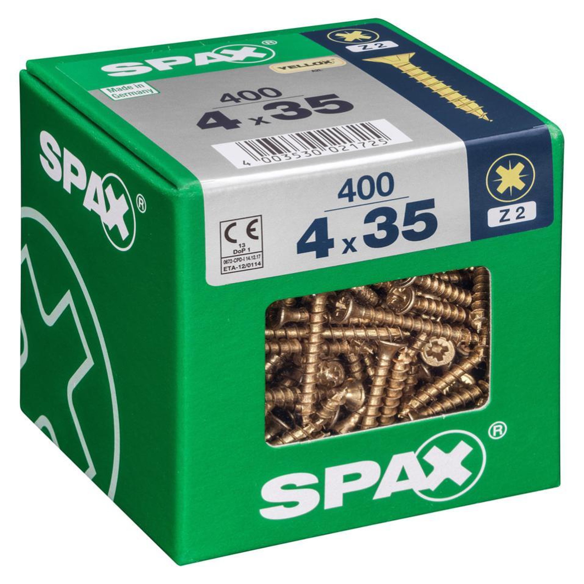 CENTRALE BRICO Lot de 400 vis acier tête fraisée pozidriv SPAX, Diam.4 mm x L.35 mm