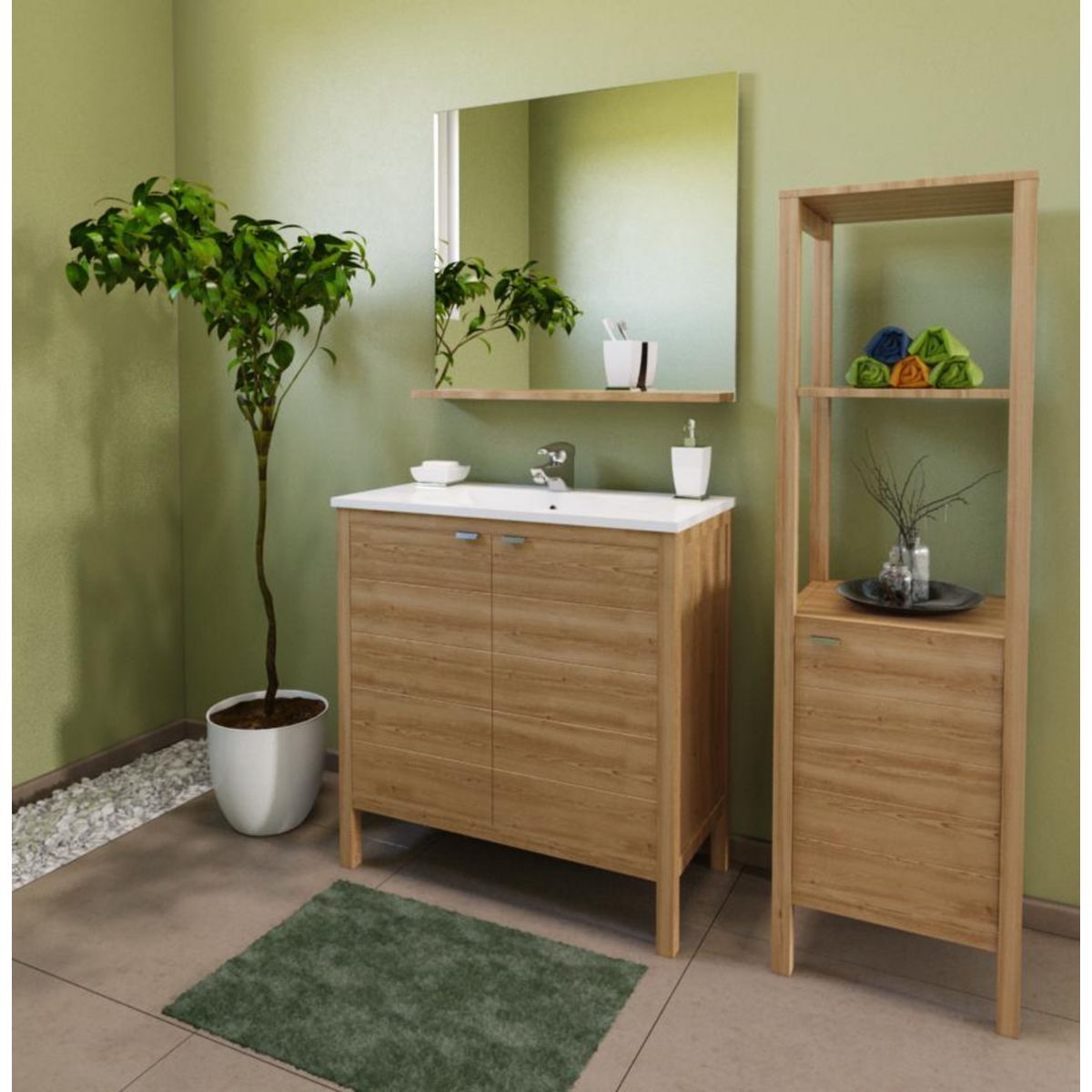 Colonne de salle bain en chêne massif 1 porte ZENITUDE