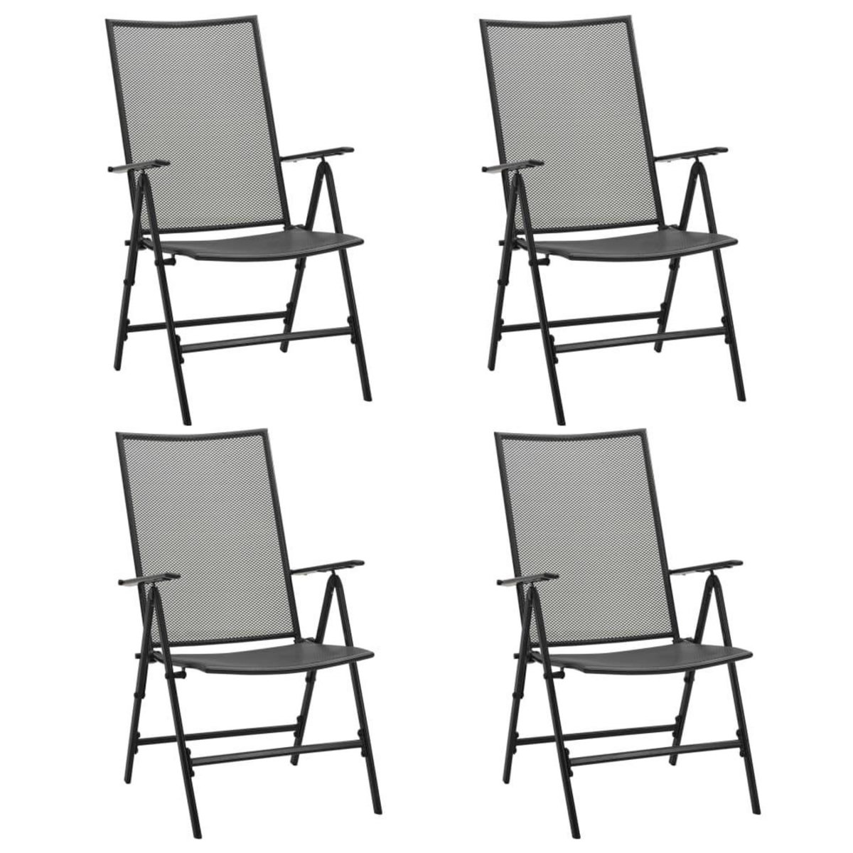 VIDAXL Chaises pliables en maille lot de 4 Acier Anthracite