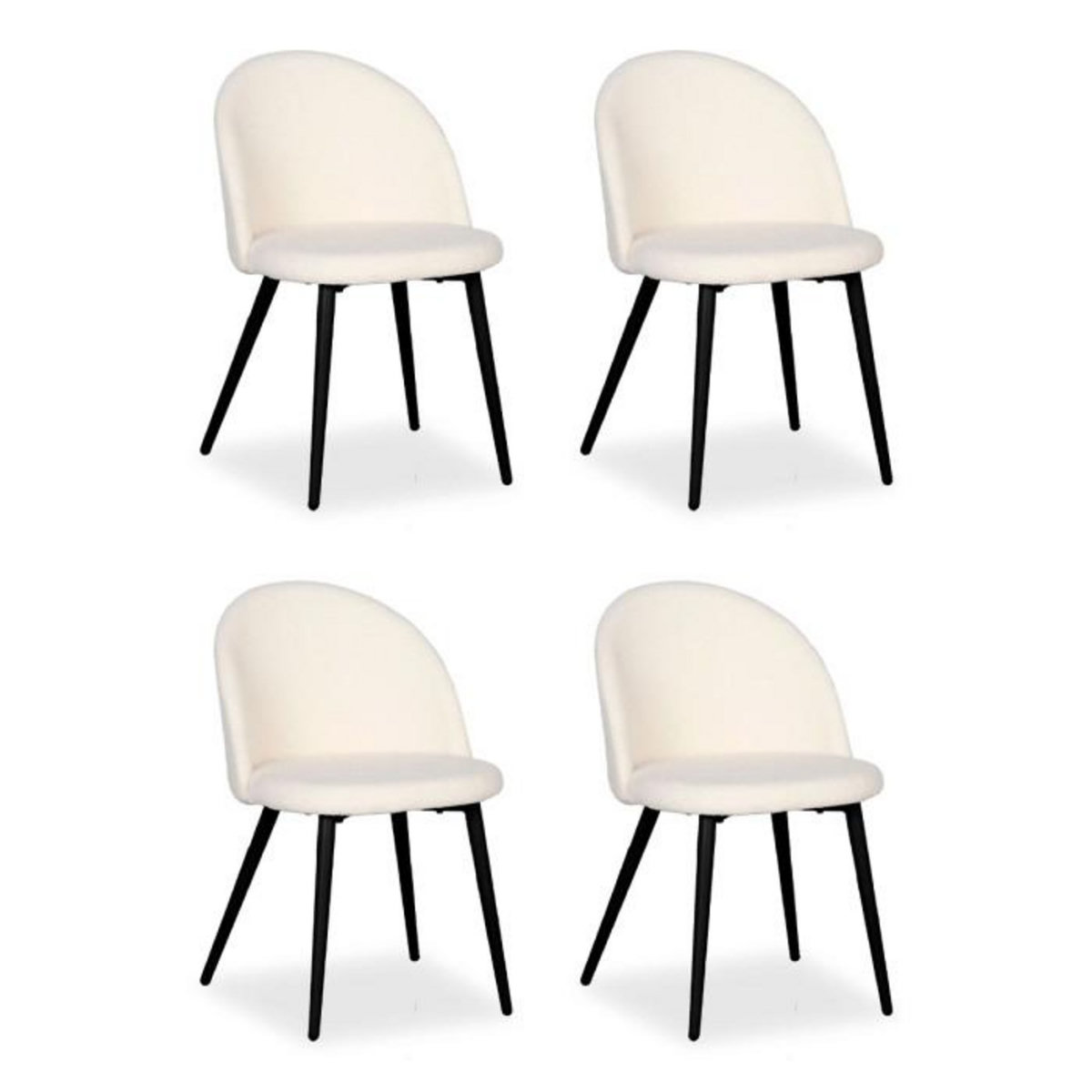 Paris Prix Lot de 4 Chaises Scandinaves  Bouclette  75cm Crème