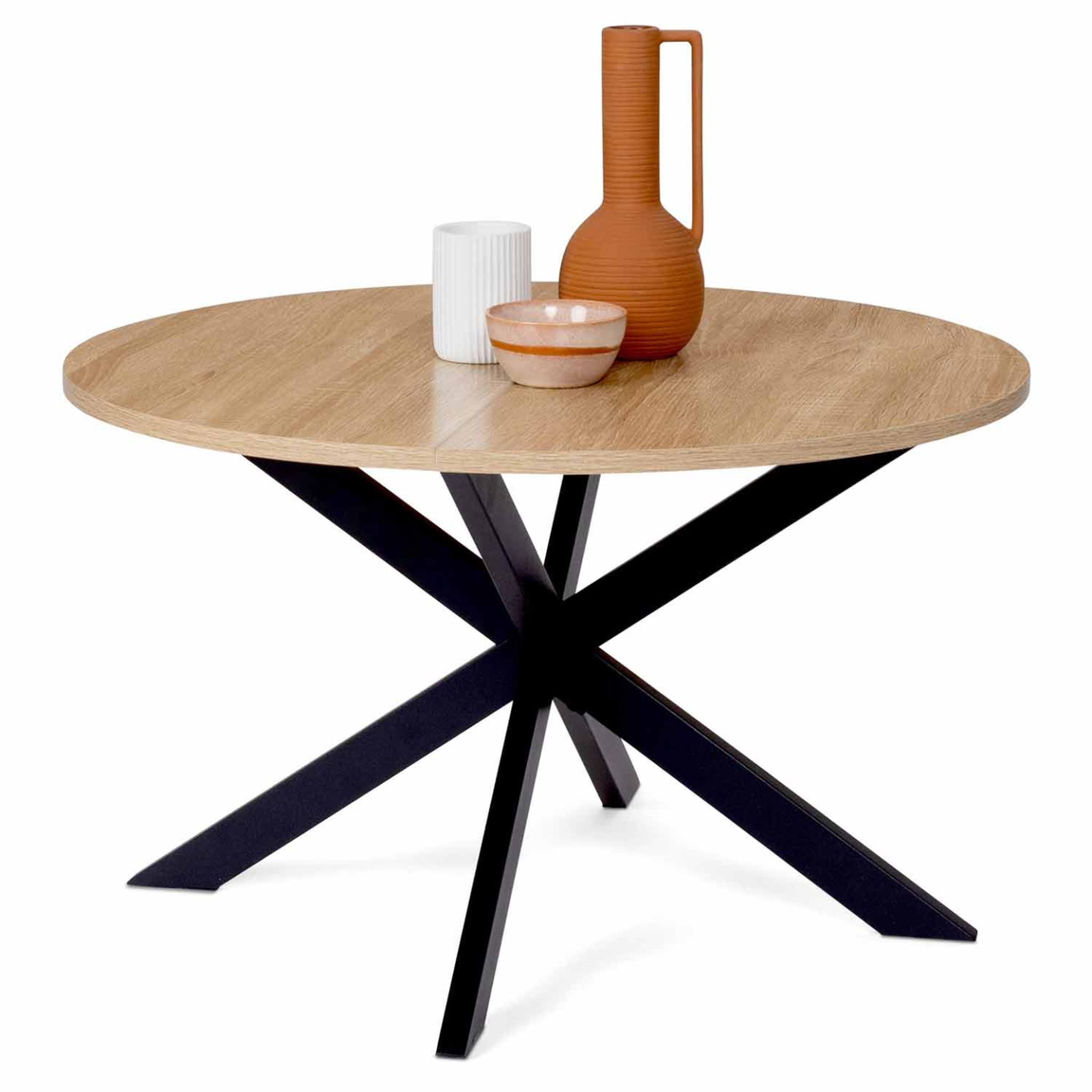 ID MARKET Table basse ronde alix 70 cm pied araignée bois et noir