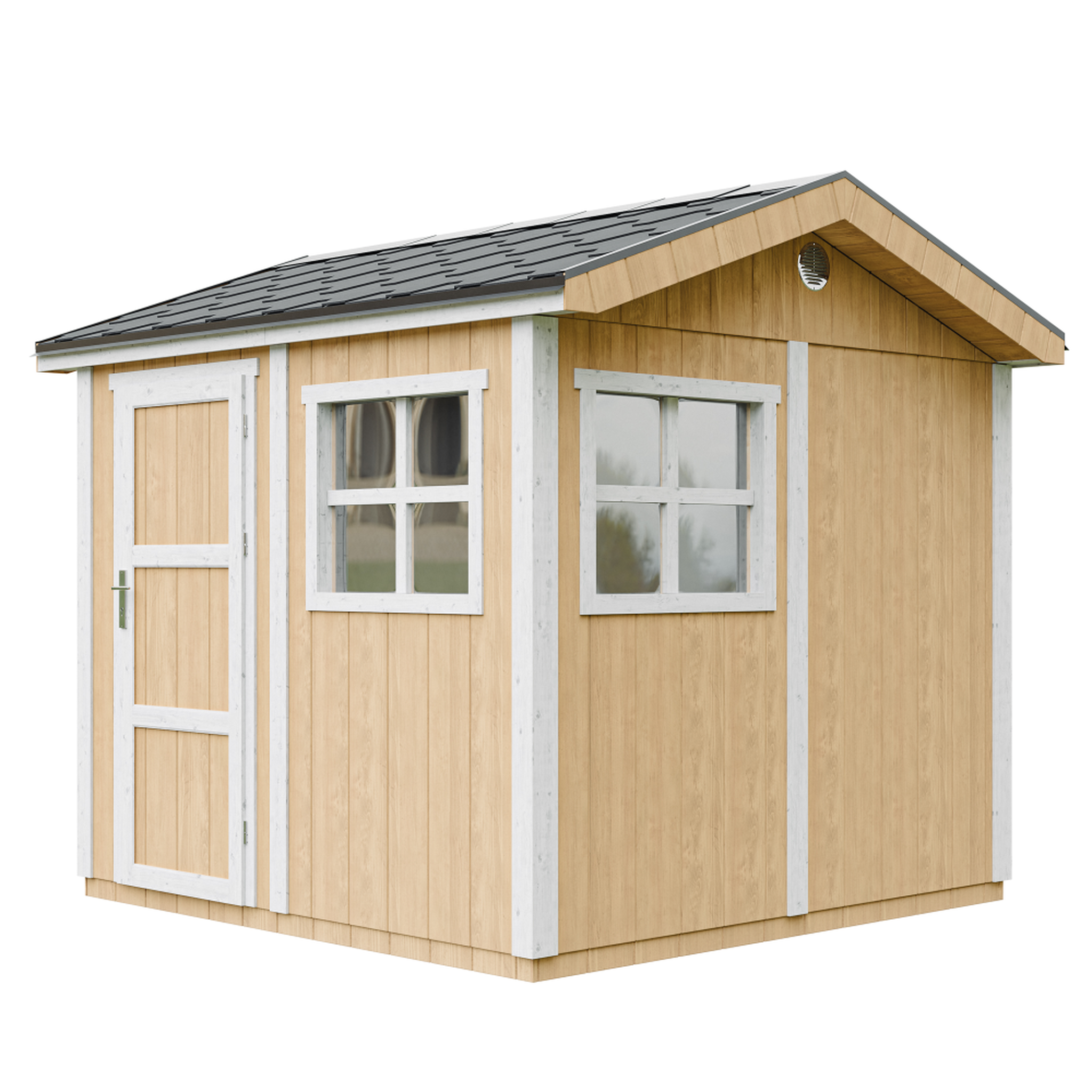 Voir la diapositive 1 : TIMBELA Abri de Jardin Qualité Premium 5,9m² H252x250x294 cm - Avec un sol et des bardeaux bitumineux M913