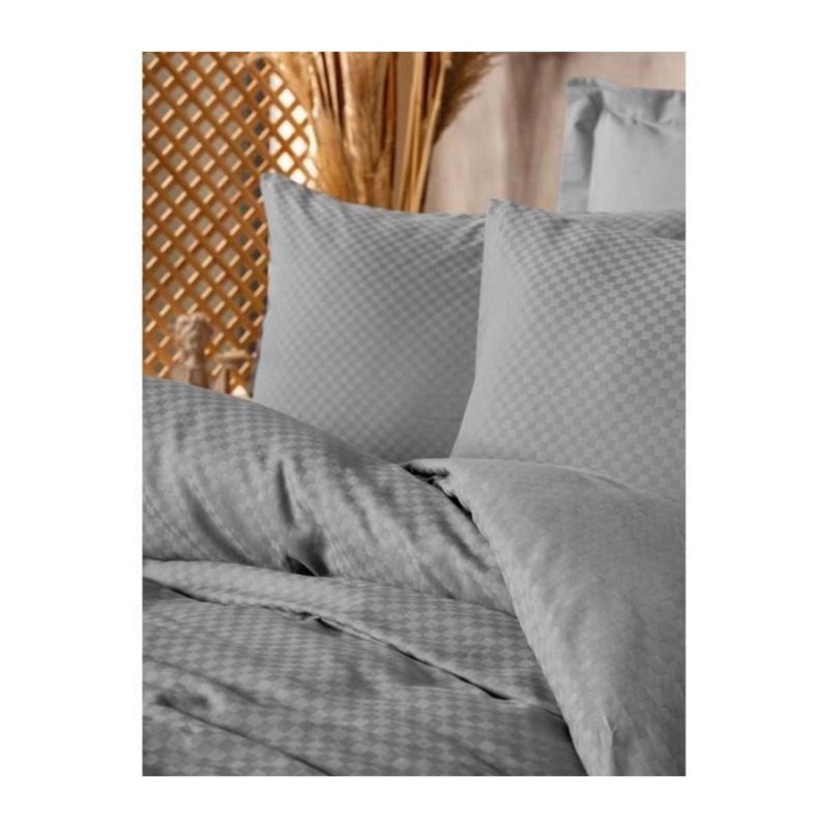 GENERIQUE Parure de lit - 129CTN64623 - 1 housse de couette 220 x 240 cm + 2 taies d'oreiller 60 x 60 cm - 100% coton ranforcé - Gris