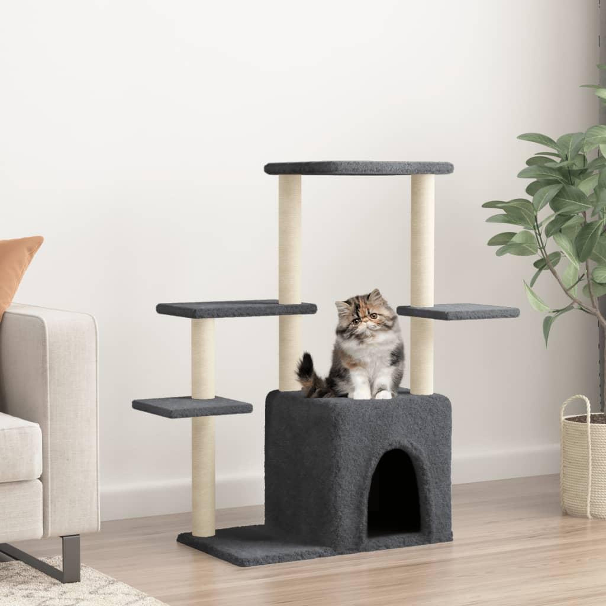 VIDAXL Arbre a chat avec griffoirs en sisal gris fonce 97,5 cm