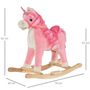 Voir la diapositive 3 : HOMCOM Cheval à bascule modèle licorne avec sons authentiques selle grand confort bois de peuplier rose dim. L74 x l33 x 62H cm