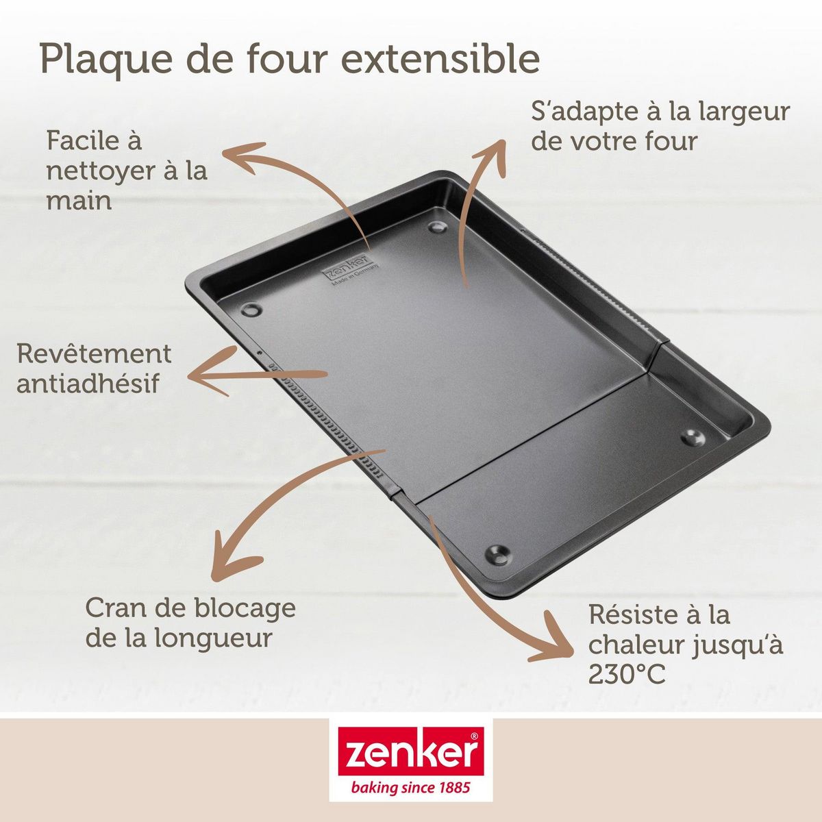 ZENKER Plaque de cuisson four extensible de 37 à 52 cm Zenker Black Metallic