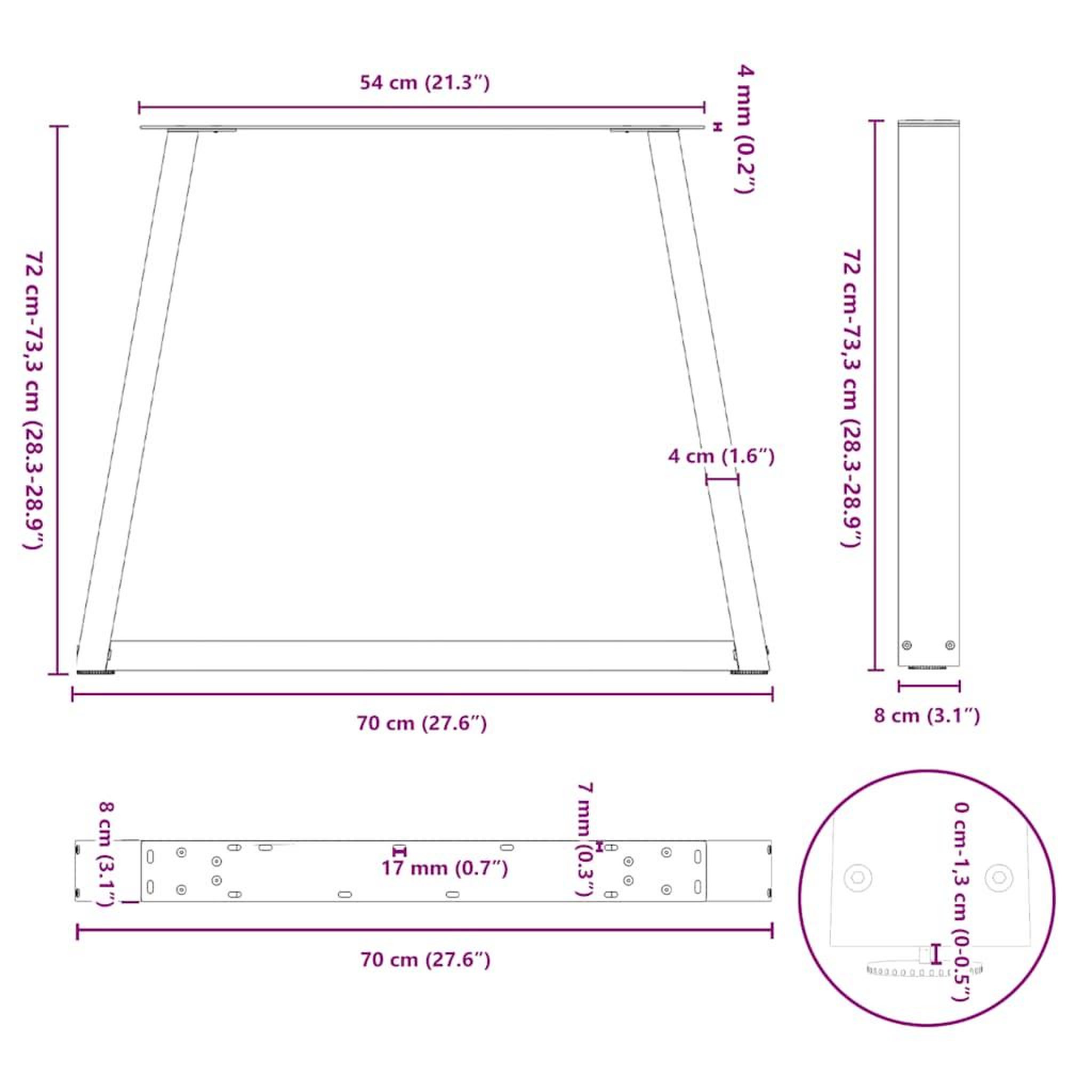 Voir la diapositive 6 : VIDAXL Pieds de table a manger forme V 3 pcs acier naturel acier
