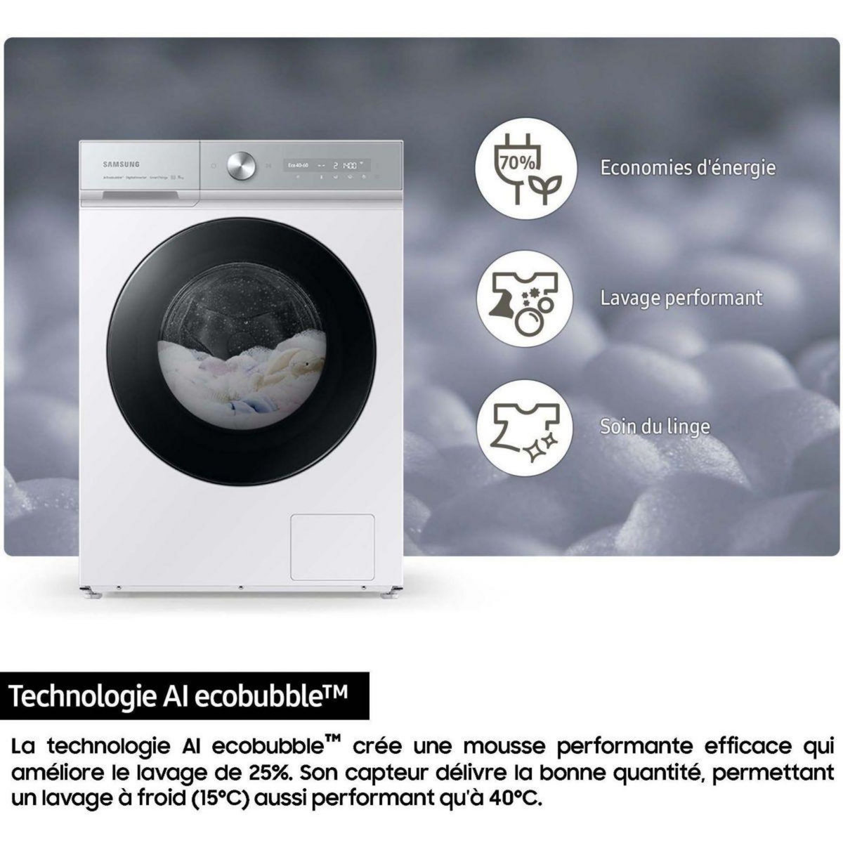 Samsung Lave linge hublot WW11DB7B94GE Bespoke AI