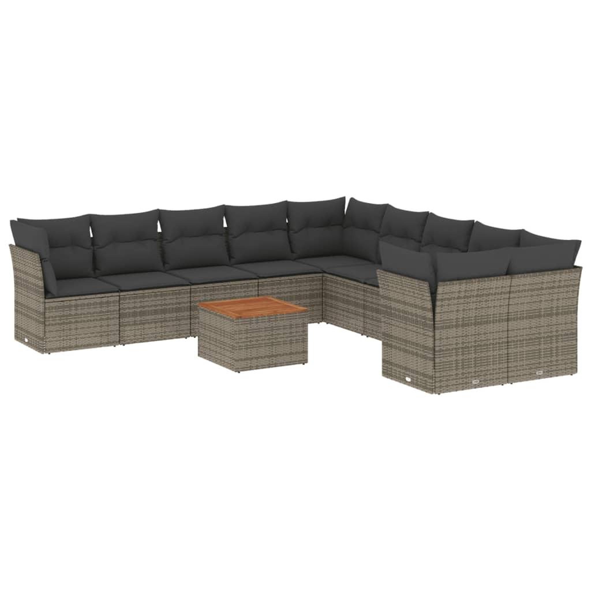 Voir la diapositive 2 : VIDAXL Salon de jardin 11 pcs avec coussins gris resine tressee