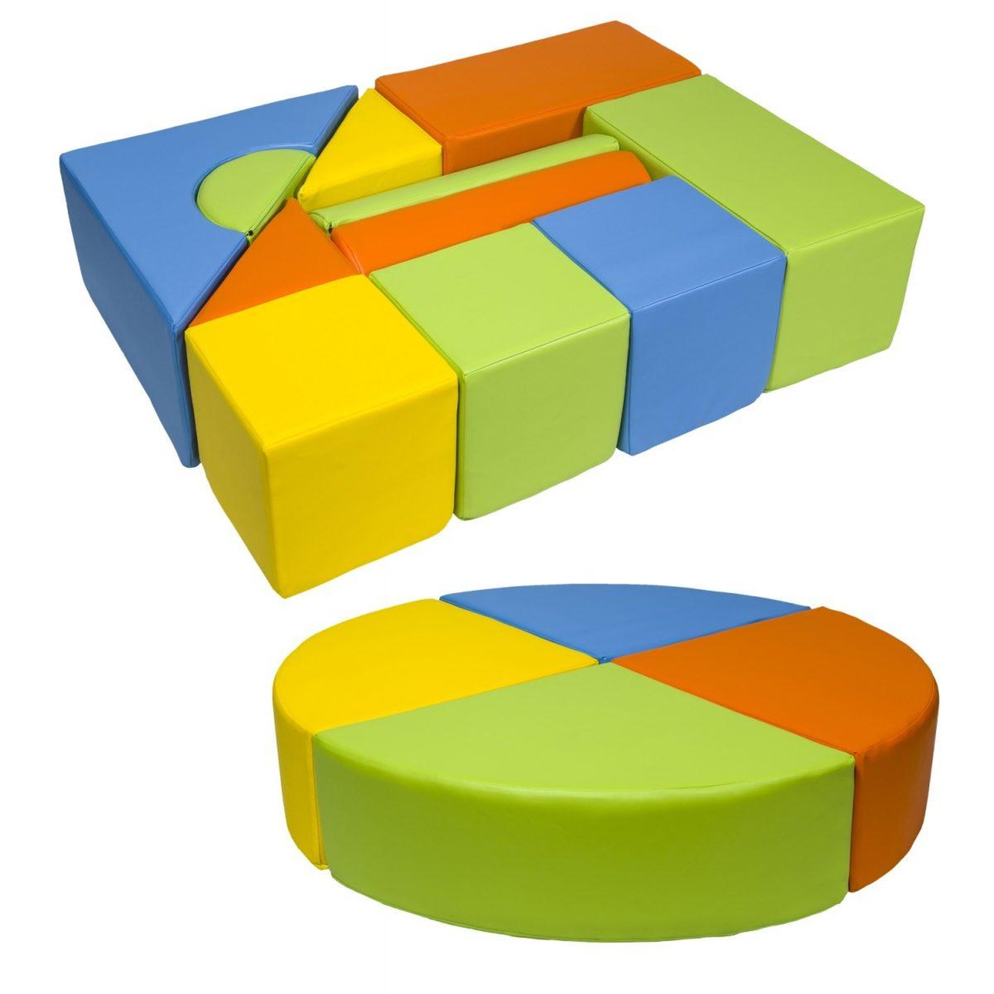 VELINDA Set de 15 blocs en mousse pour le jeu jaune, vert, orange
