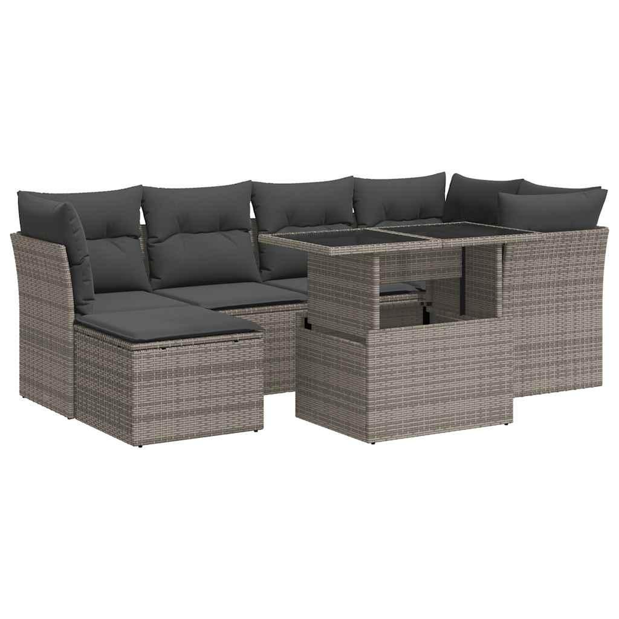 Voir la diapositive 2 : VIDAXL Salon de jardin avec coussins 7 pcs gris resine tressee
