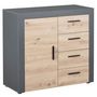 Voir la diapositive 1 : Commode meuble de rangement 1 porte 4 tiroirs L94cm BETO