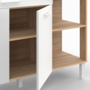 Voir la diapositive 6 : ID MARKET Buffet bas de cuisine 120 cm CINA plan de travail H.83 cm 2 portes + tiroir façon hêtre et blanc