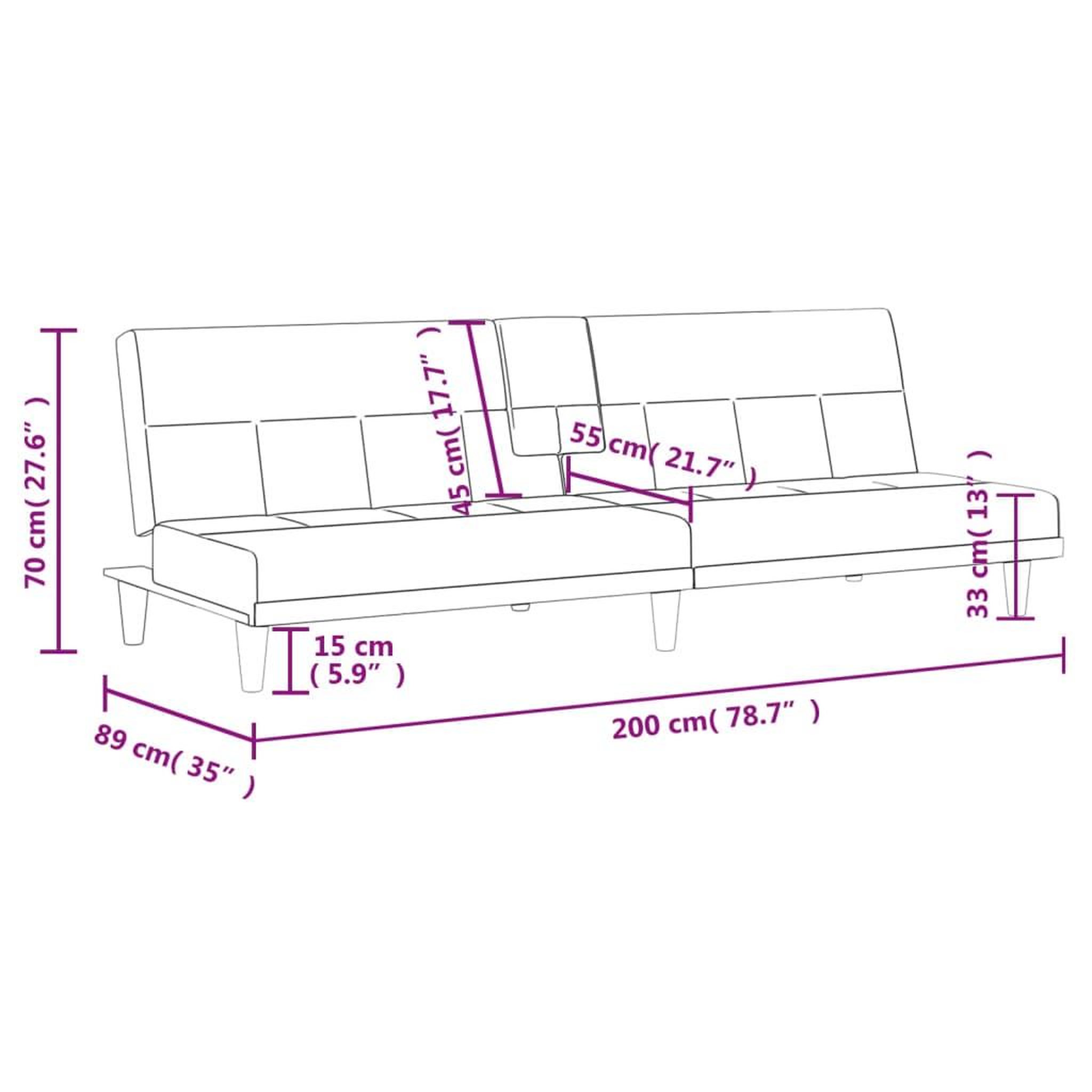 Voir la diapositive 6 : VIDAXL Canape-lit avec porte-gobelets taupe tissu