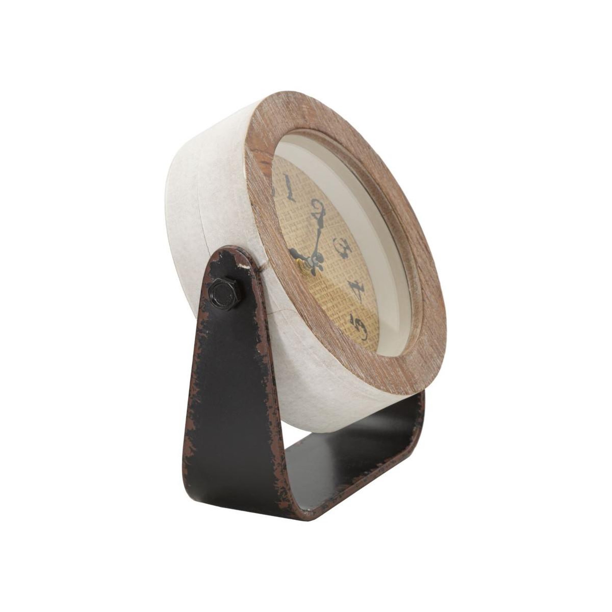 Voir la diapositive 2 : Paris Prix Horloge à poser en bois  round  24cm marron