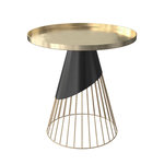 Rendez vous déco Table d'appoint ronde en métal noir et plateau laiton D45 cm - Corry. Coloris disponibles : Noir, Jaune