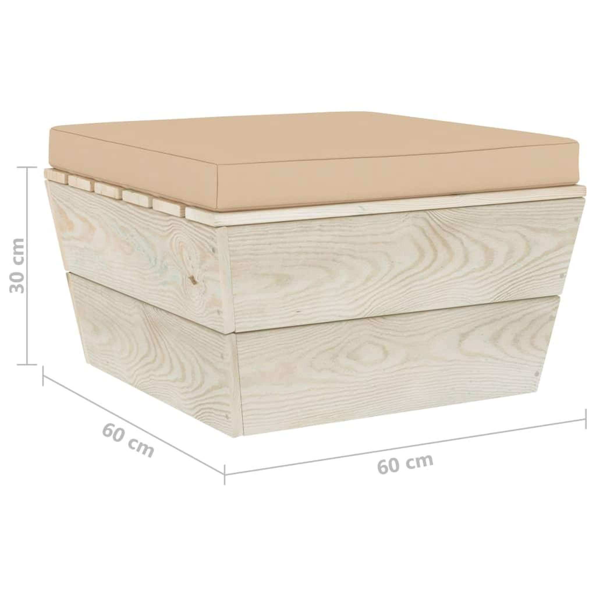 Voir la diapositive 6 : VIDAXL Repose-pied palette de jardin avec coussin Epicea impregne