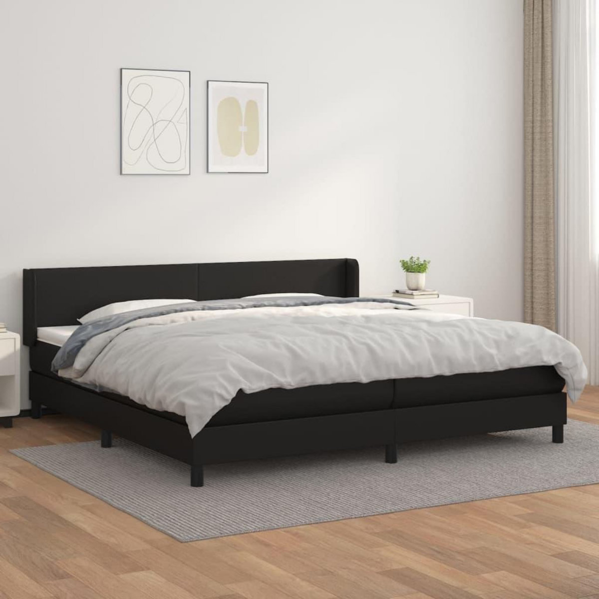 VIDAXL Sommier a lattes de lit avec matelas Noir 200x200 cm Similicuir