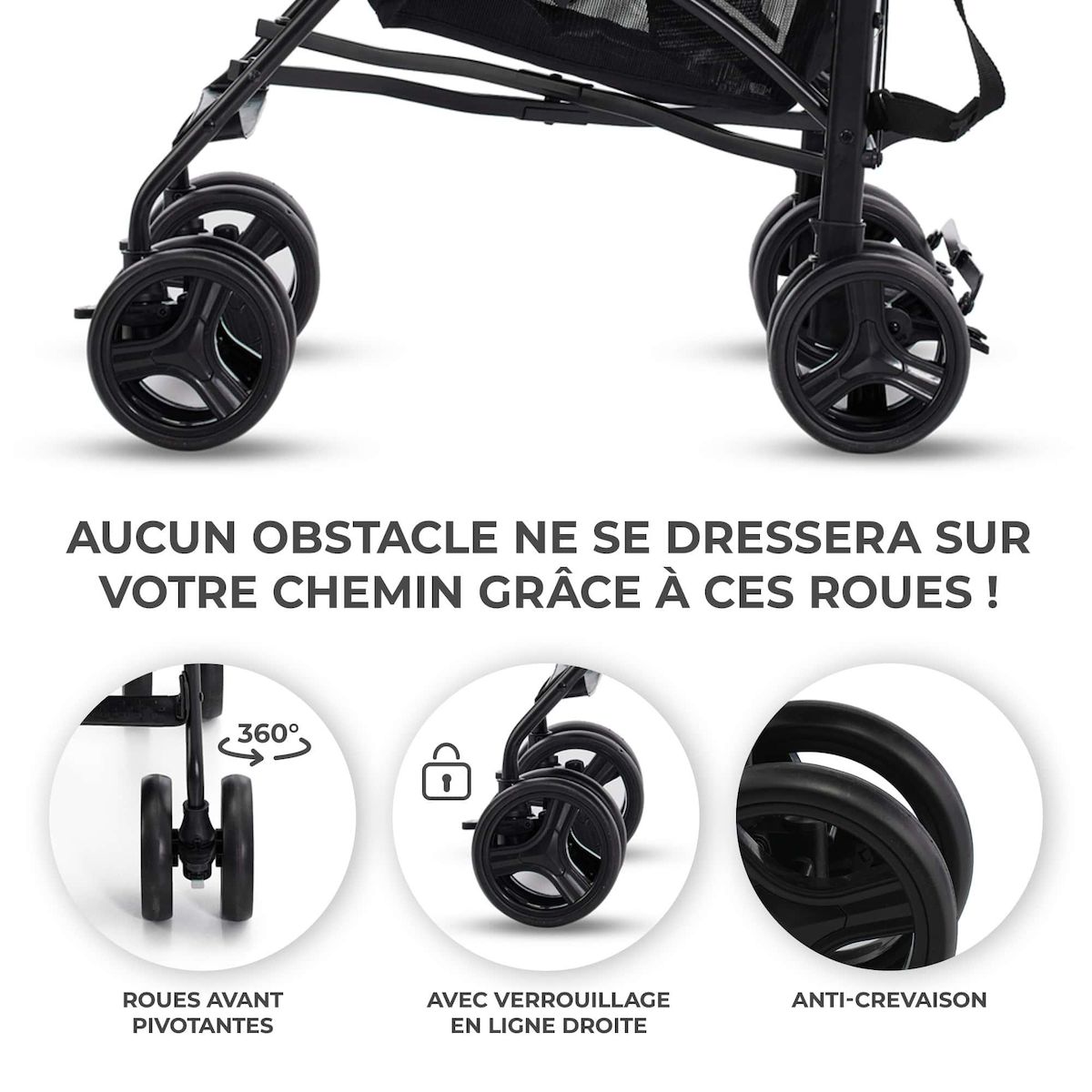 KINDERKRAFT Poussette légère de voyage pliable avec dossier réglable