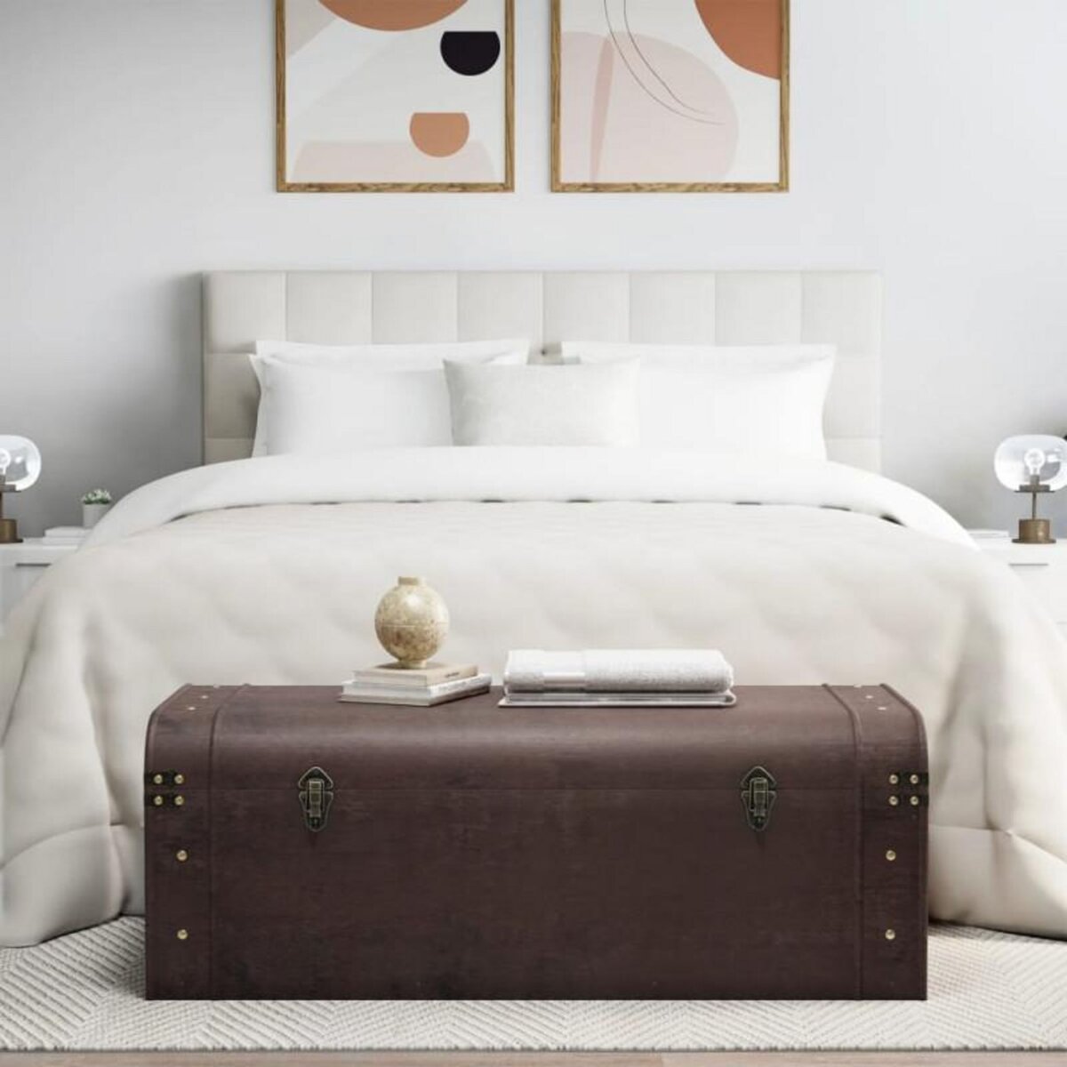 VIDAXL Coffre à trésors avec loquets marron foncé contreplaqué