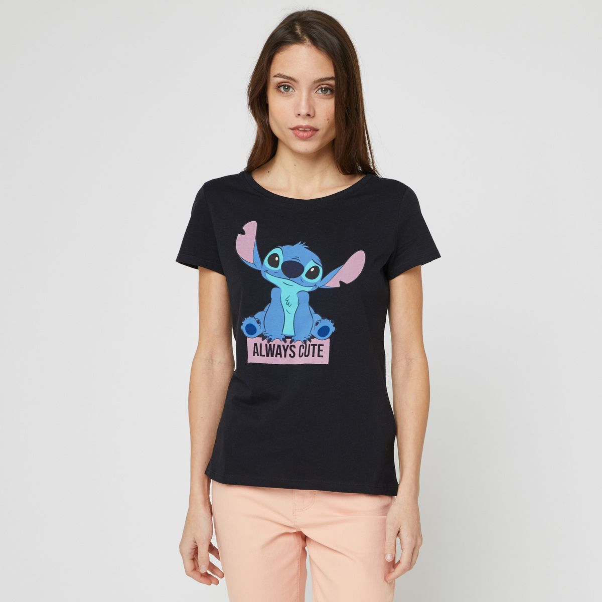 INEXTENSO T-shirt manches courtes gris anthracite femme Lilo et Stitch