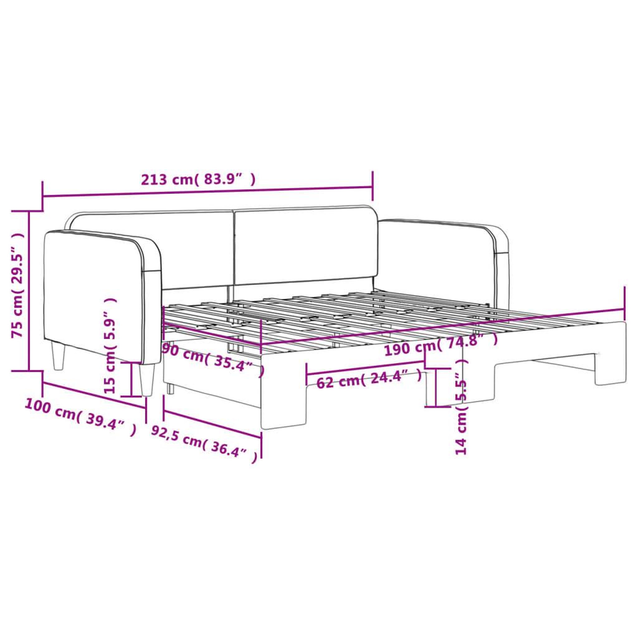Voir la diapositive 6 : VIDAXL Lit de jour avec gigogne sans matelas gris fonce 90x190 cm