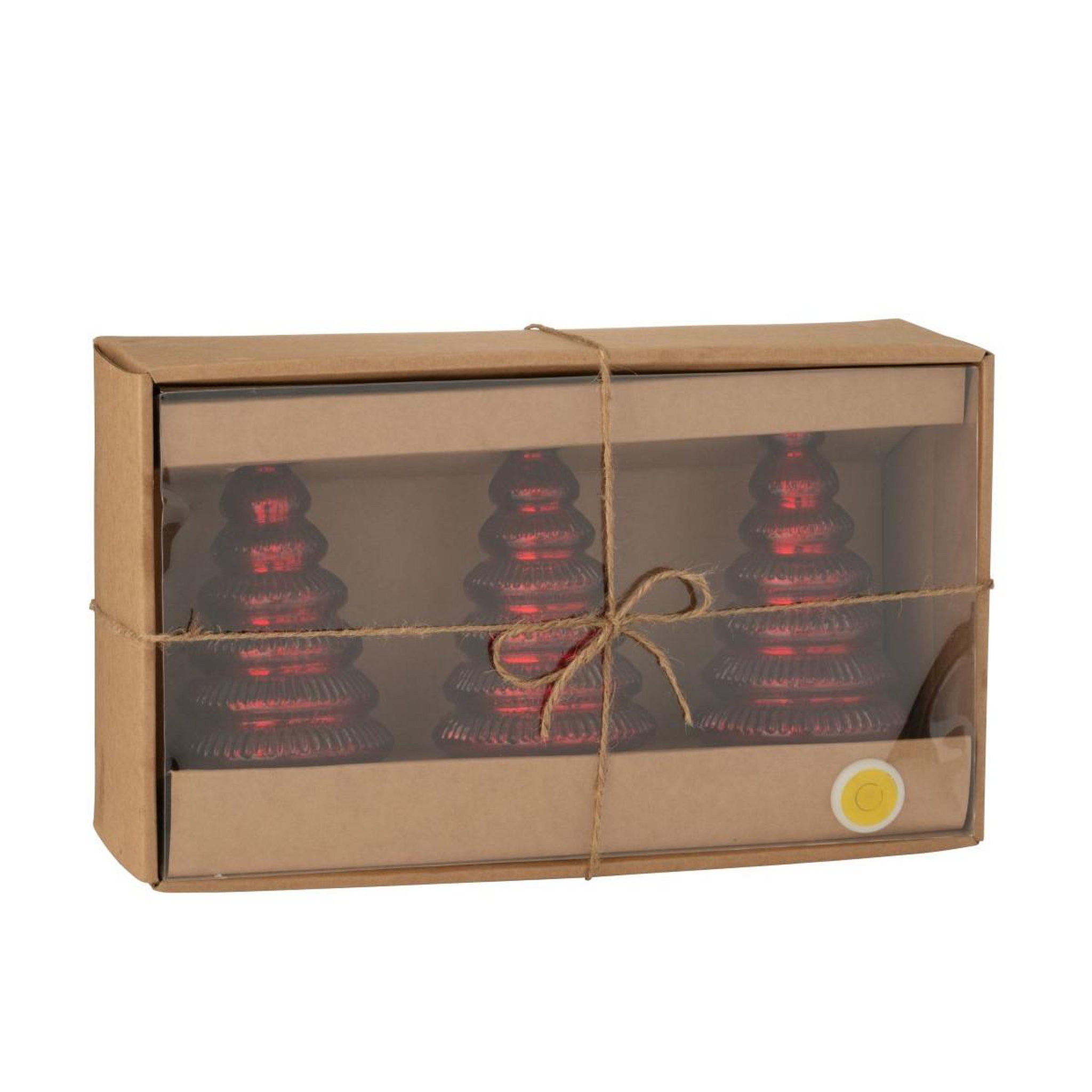 Voir la diapositive 5 : J-LINE Lot de 3 arbres de noël à led  côtelé  31cm rouge