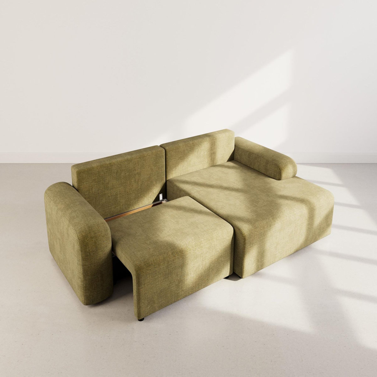 BEST MOBILIER Rebecca - canapé d'angle droit 4 places convertible avec coffre en velours texturé