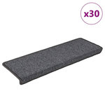 VIDAXL Tapis d'escalier 30 pcs 65x21x4 cm gris et noir