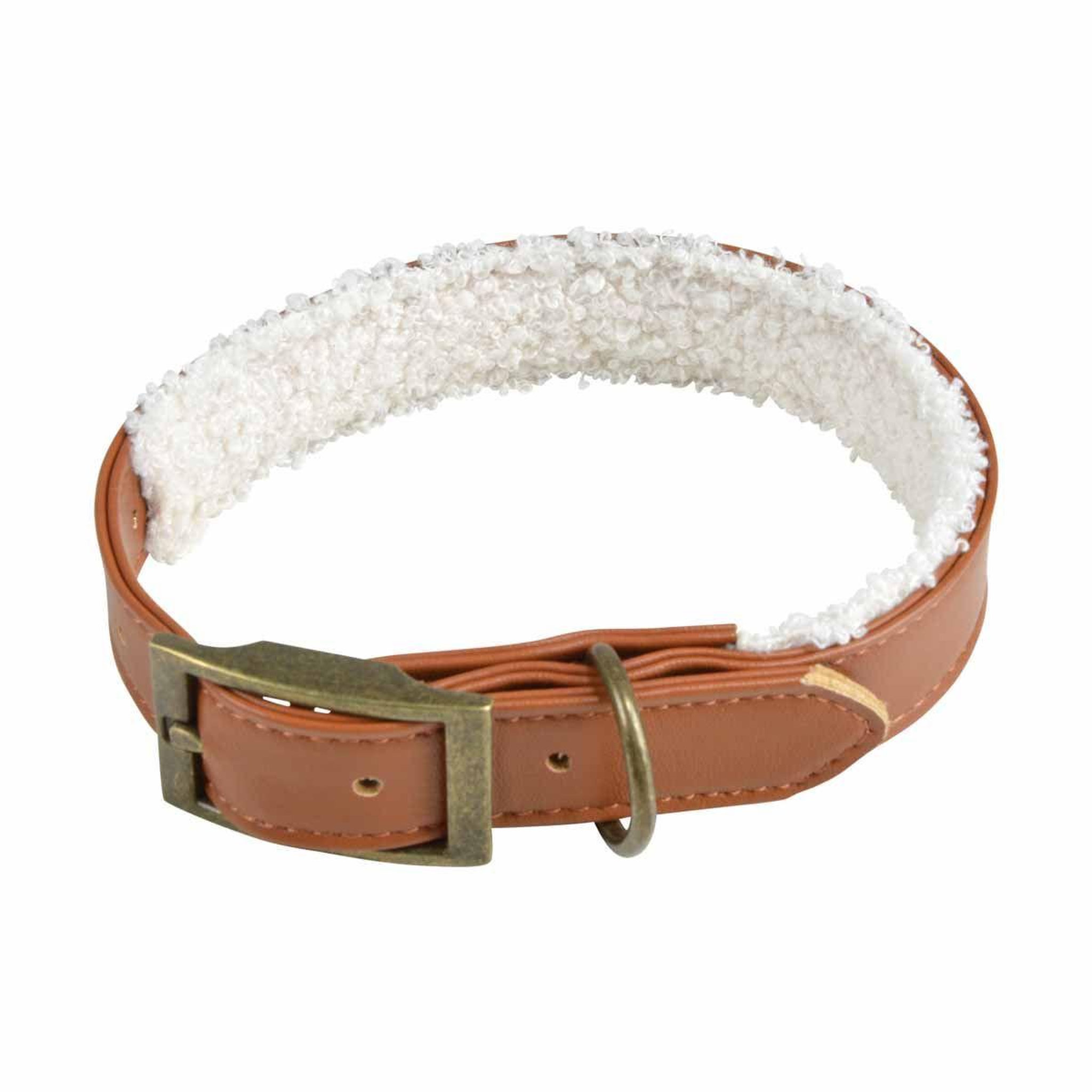 LOVE STORY Collier pour chien  wooly  50cm cognac & écru