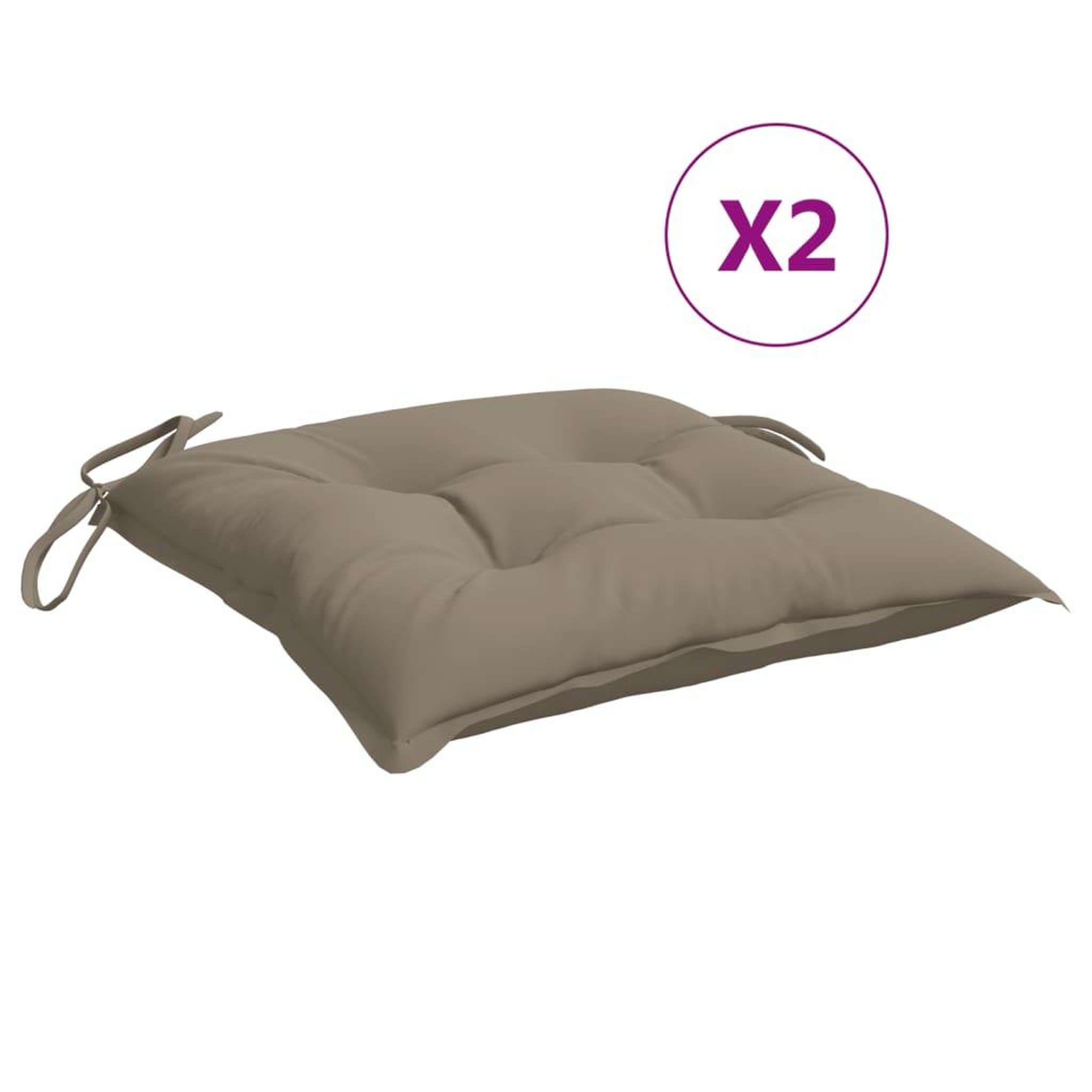 Voir la diapositive 2 : VIDAXL Coussins de palette lot de 2 taupe 50x50x7 cm tissu oxford