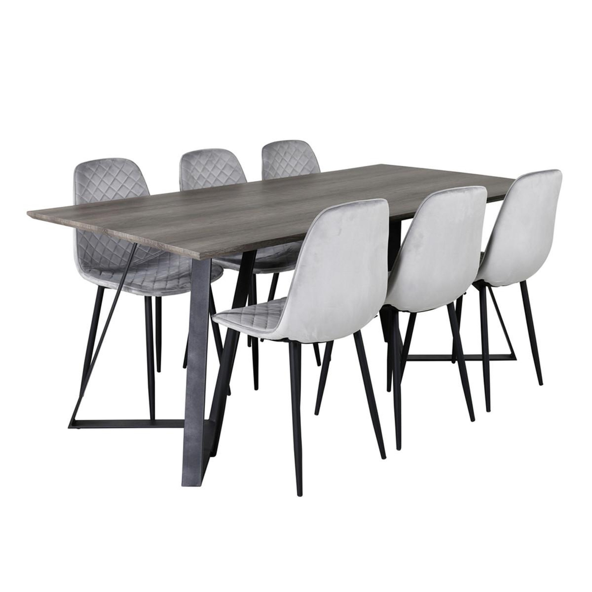 Paris Prix Ensemble table à manger & 6 chaises design  marina & polar  180cm naturel & gris