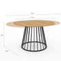 Voir la diapositive 5 : ID MARKET Table à manger extensible ronde YUNA 4-8 pers plateau bois et pied filaire en métal 110 - 150 cm