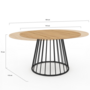 Voir la diapositive 5 : ID MARKET Table à manger extensible ronde YUNA 4-8 pers plateau bois et pied filaire en métal 110 - 150 cm