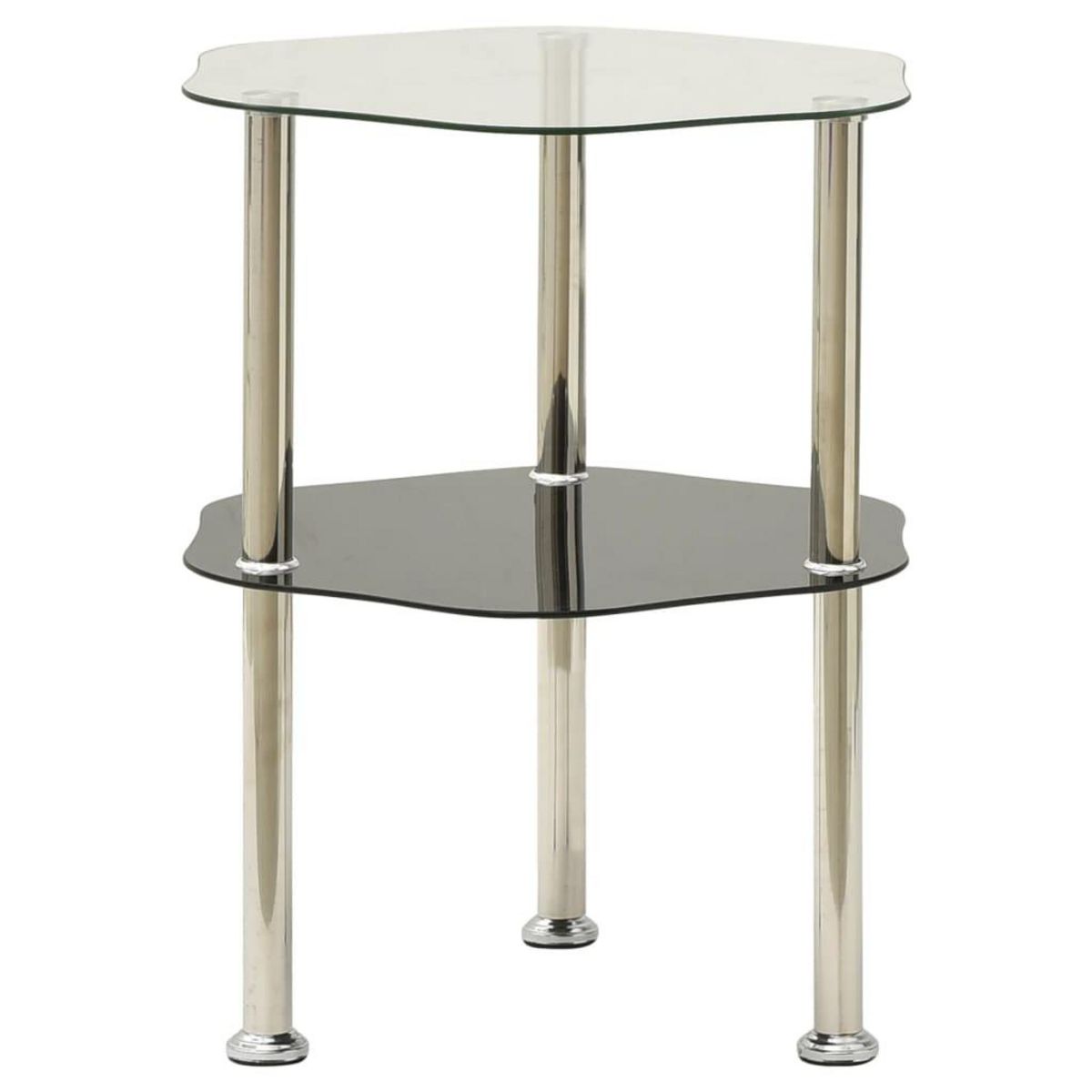 VIDAXL Table 2 niveaux Transparent et noir 38x38x50 cm Verre trempe